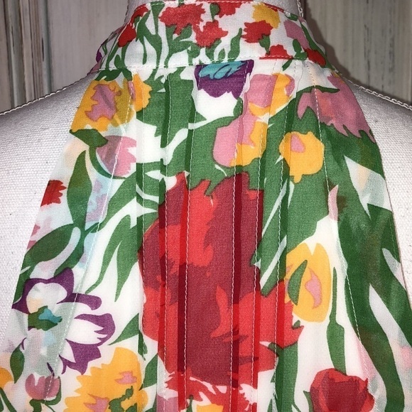 Twentyone Multi Colored Ruffle Front Button Down Cut in Sleeveless Dress S/S - Picture 8 of 10